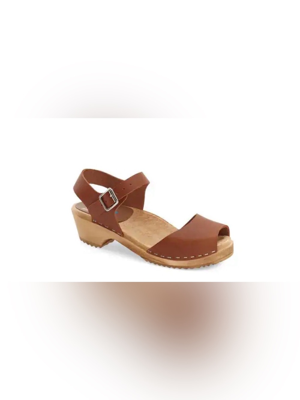 MIA Anja Wooden Clog Sandal in Cognac Leather Size 38